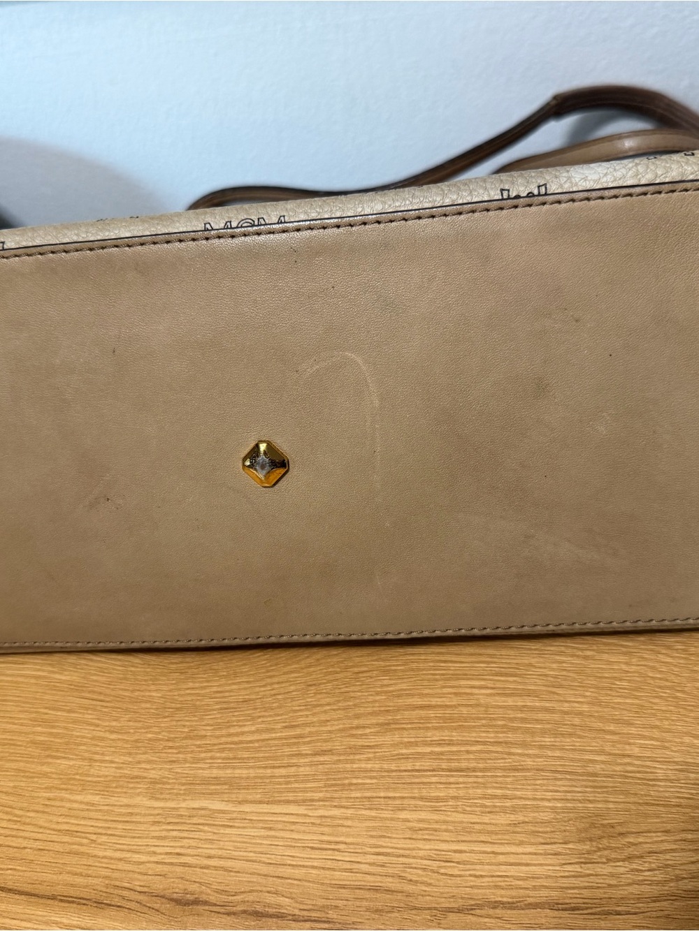 MCM Visetos Cream Monogram Large Tote Bag Gold Hardware - Picture 8 of 12